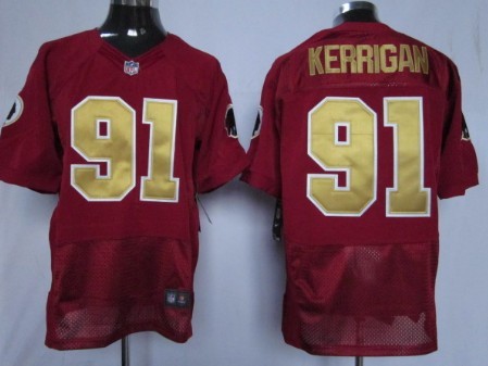 Nike Washington Redskins #91 Ryan Kerrigan Red With Gold Elite Jersey