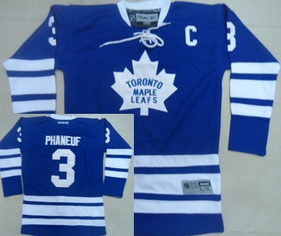 Toronto Maple Leafs #3 Dion Phaneuf Blue Third Kids Jersey