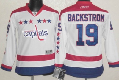 Washington Capitals #19 Nicklas Backstrom White Third Kids Jersey