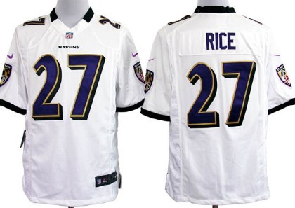 Nike Baltimore Ravens #27 Ray Rice White Game Jersey 