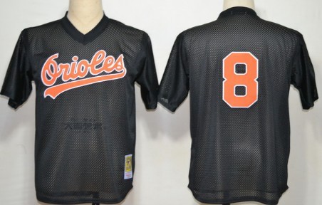 Baltimore Orioles #8 Cal Ripken Mesh BP Black Throwback Jersey 