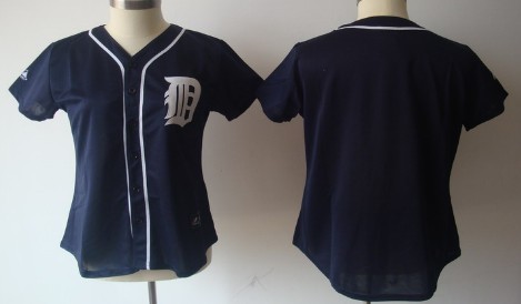 Detroit Tigers Blank Navy Blue Womens Jersey