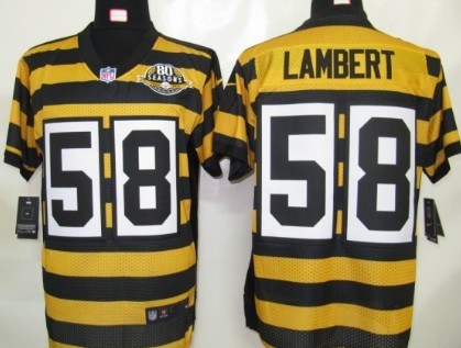 Nike Pittsburgh Steelers #58 Jack Lambert Yellow With Black Throwback 80TH Jersey 