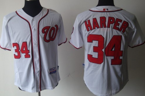 Washington Nationals #34 Bryce Harper White Jersey