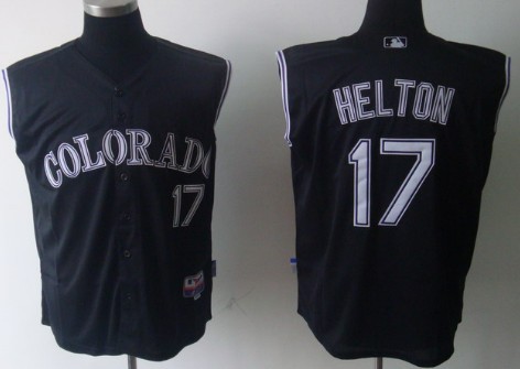 Colorado Rockies #17 Todd Helton Black Sleeveless Jersey