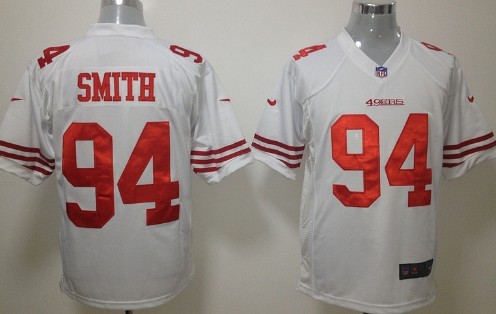 Nike San Francisco 49ers #94 Justin Smith White Game Jersey 