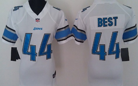 Nike Detroit Lions #44 Jahvid Best White Game Womens Jersey