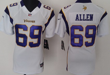 Nike Minnesota Vikings #69 Jared Allen White Game Womens Jersey