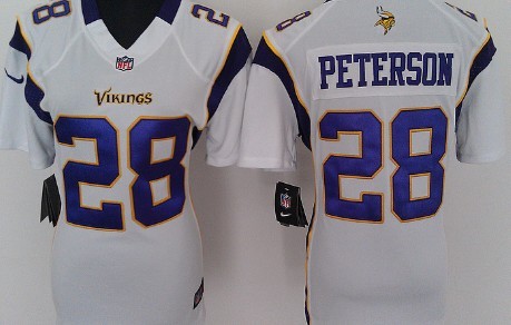 Nike Minnesota Vikings #28 Adrian Peterson White Game Womens Jersey