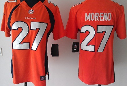 Nike Denver Broncos #27 Moreno Orange Game Womens Jersey 