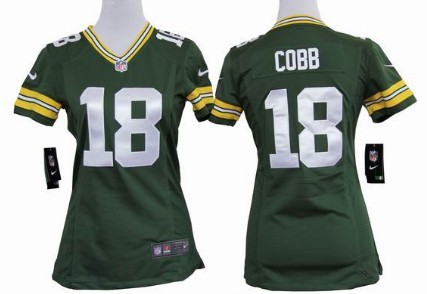 Nike Green Bay Packers #18 Randall Cobb Green Game Womens Jersey