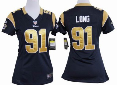 Nike St. Louis Rams #91 Chris Long Navy Blue Game Womens Jersey