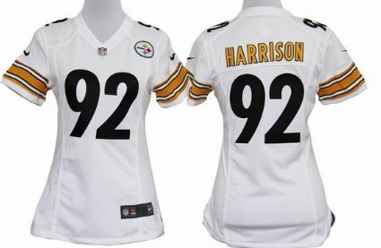 Nike Pittsburgh Steelers #92 James Harrison White Game Womens Jersey