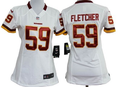 Nike Washington Redskins #59 London Fletcher White Game Womens Jersey