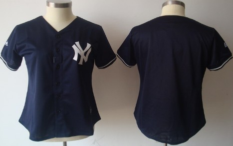 New York Yankees Blank Navy Blue Womens Jersey