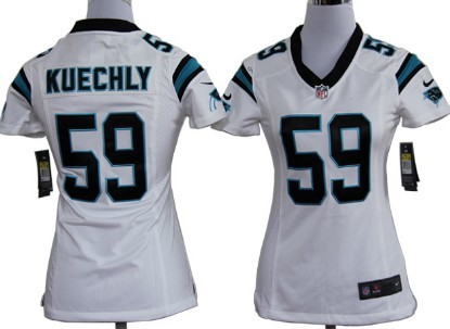 Nike Carolina Panthers #59 Luke Kuechly White Game Womens Jersey