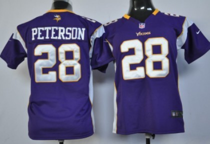 Nike Minnesota Vikings #28 Adrian Peterson Purple Game Kids Jersey 