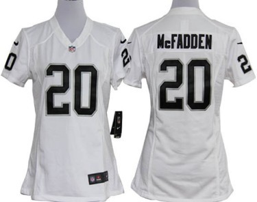 Nike Oakland Raiders #20 Darren Mcfadden White Game Womens Jersey