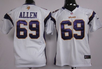 Nike Minnesota Vikings #69 Jared Allen White Game Kids Jersey 