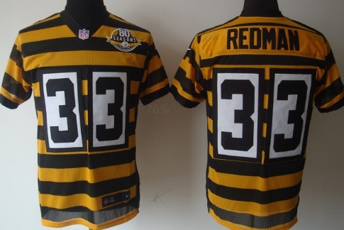 Nike Pittsburgh Steelers #33 Isaac Redman Yellow With Black Throwback 80TH Jersey 