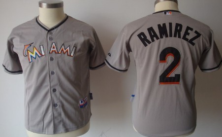 Miami Marlins #2 Hanley Ramirez Gray Kids Jersey 