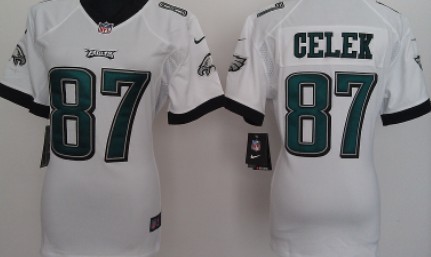 Nike Philadelphia Eagles #87 Brent Celek White Game Womens Jersey