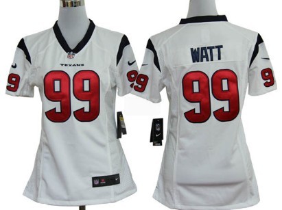 Nike Houston Texans #99 J.J. Watt White Game Womens Jersey