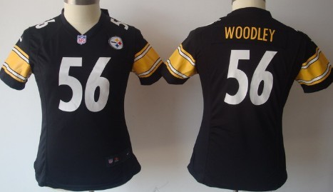 Nike Pittsburgh Steelers #56 Lamarr Woodley Black Game Womens Jersey