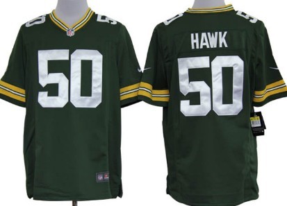 Nike Green Bay Packers #50 A.J. Hawk Green Game Jersey 