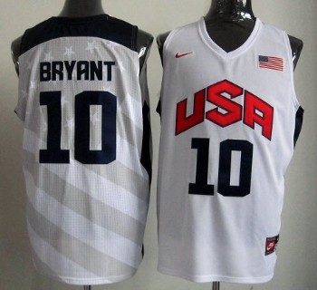 2012 Olympics Team USA #10 Kobe Bryant Revolution 30 Swingman White Jersey