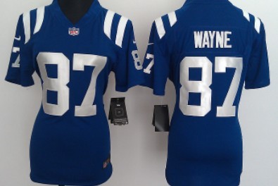 Nike Indianapolis Colts #87 Reggie Wayne Blue Game Womens Jersey