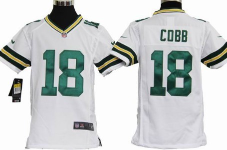 Nike Green Bay Packers #18 Randall Cobb White Game Kids Jersey 