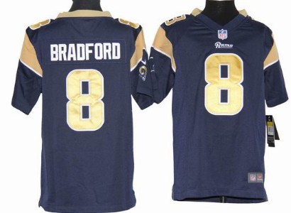 Nike St. Louis Rams #8 Sam Bradford Navy Blue Game Kids Jersey 