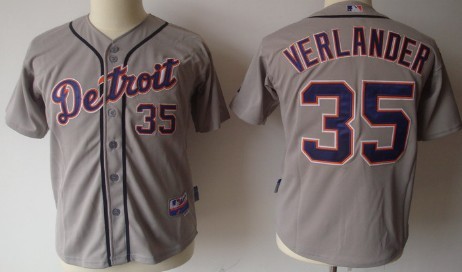 Detroit Tigers #35 Justin Verlander Gray Kids Jersey