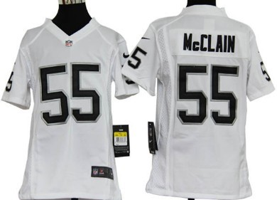 Nike Oakland Raiders #55 Rolando McClain White Game Kids Jersey 