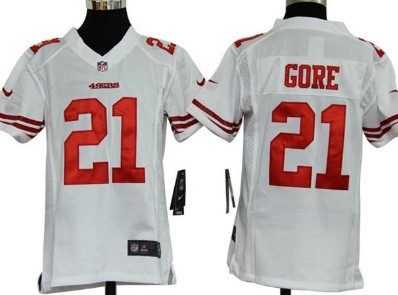 Nike San Francisco 49ers #21 Frank Gore White Game Kids Jersey 