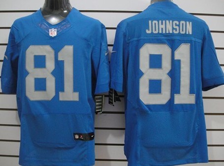 Nike Detroit Lions #81 Calvin Johnson Navy Blue Elite Jersey 