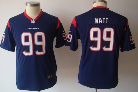 Nike Houston Texans #99 J.J. Watt Blue Game Kids Jersey 