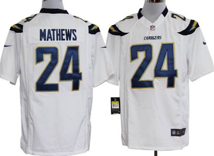 Nike San Diego Chargers #24 Ryan Mathews White Game Jersey 