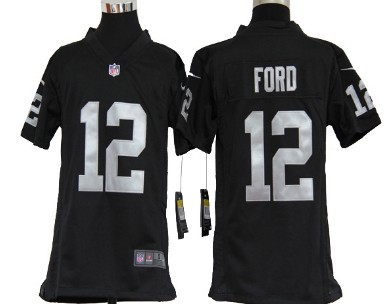 Nike Oakland Raiders #12 Jacoby Ford Black Game Kids Jersey 