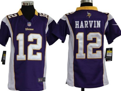 Nike Minnesota Vikings #12 Percy Harvin Purple Game Kids Jersey