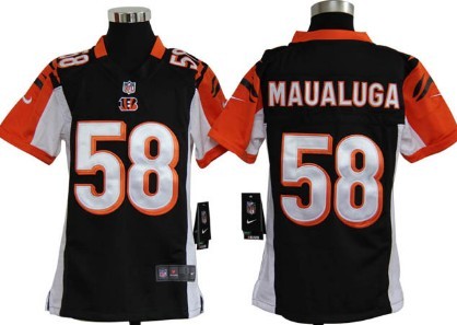 Nike Cincinnati Bengals #58 Rey Maualuga Black Game Kids Jersey