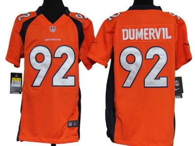 Nike Denver Broncos #92 Elvis Dumervil Orange Game Kids Jersey 