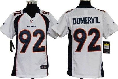 Nike Denver Broncos #92 Elvis Dumervil White Game Kids Jersey 