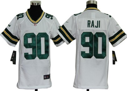 Nike Green Bay Packers #90 B. J. Raji White Game Kids Jersey