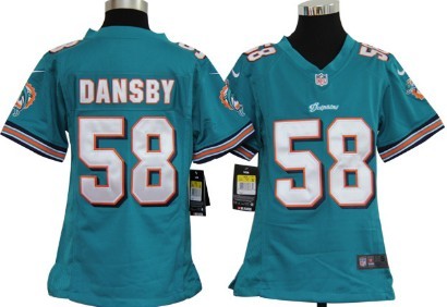 Nike Miami Dolphins #58 Karlos Dansby Green Game Kids Jersey