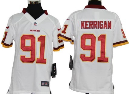 Nike Washington Redskins #91 Ryan Kerrigan White Game Kids Jersey 