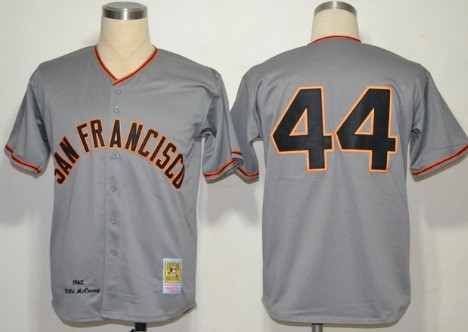 San Francisco Giants #44 Willie McCovey 1962 Gray Wool Throwback Jersey 