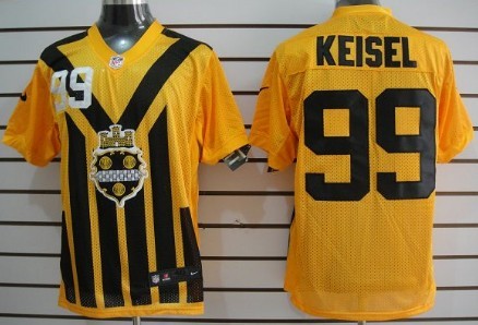 Nike Pittsburgh Steelers #99 Brett Keisel 1933 Yellow Throwback Jersey