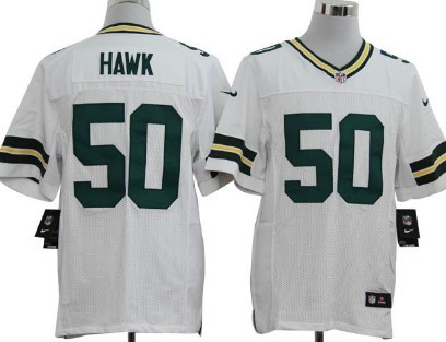 Nike Green Bay Packers #50 A.J. Hawk White Elite Jersey